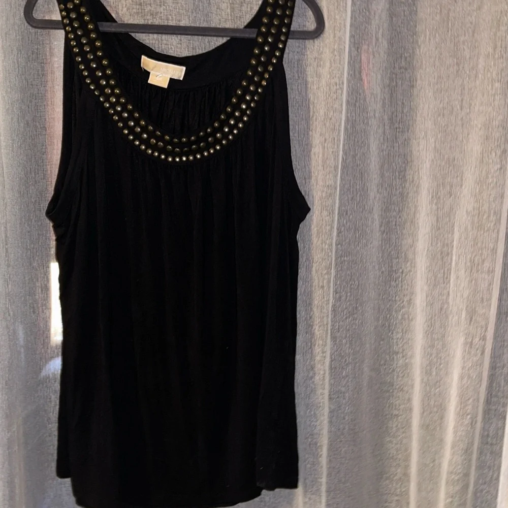 Michael Kors Sleeveless Black Studded Scoop Neck Women's Top sz 2X